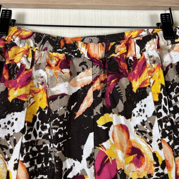 Christopher &‎ Banks Women's Skirt Sz 10 Linen Blend Midi Floral Pull On - Picture 6 of 10